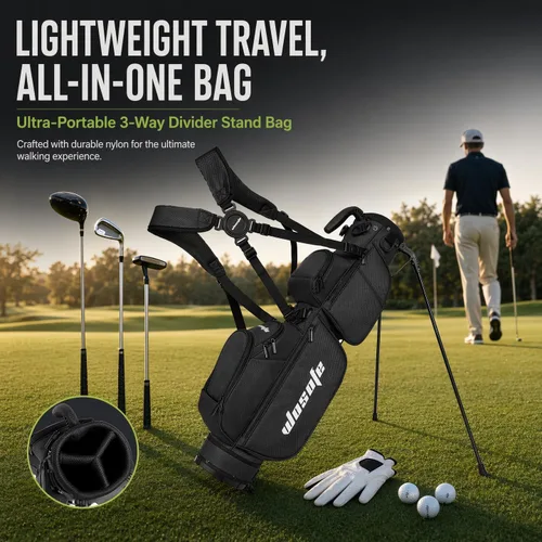 Miniatura 5 de Bolsa de golf con divisores de 3 vías, ligera para hombres y mujeres, mini bolsa de golf pequeña para Par3, bolsa de práctica y cursos ejecutivos