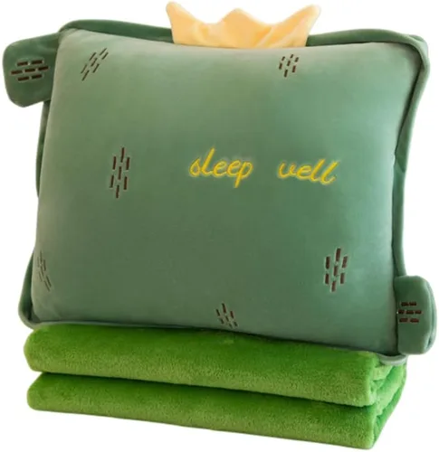 Miniatura 3 de Rikyo Juego de Manta y Almohada de Viaje de Fruta de Peluche de 15", Almohada de Felpa 3 en 1 para Abrazar con Manta para Calentar las Manos, Regalo