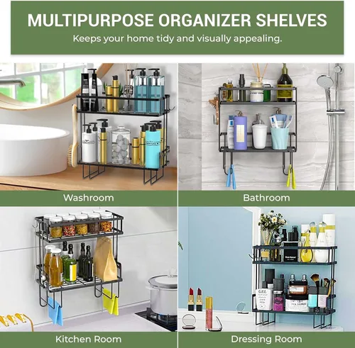 Miniatura 5 de DINEST Organizador de estante de almacenamiento de 2 niveles sobre el inodoro, estantes organizadores de baño resistentes, diseño multifuncional
