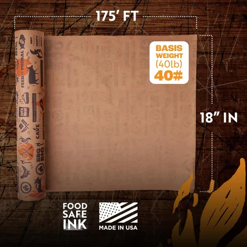 Miniatura 6 de Cave Tools Rollo de papel de carnicero marrón prémium para ahumador, 18 pulgadas x 175 pies, fabricado en Estados Unidos, hoja de grado alimenticio