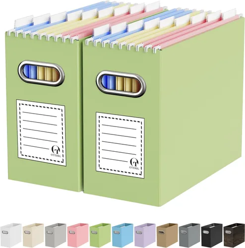 Miniatura 24 de Oterri Caja organizadora de archivos de cartón para colgar carpetas de archivos, tamaño carta, caja de archivos para escritorio de computadora