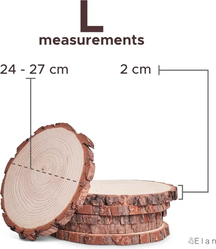 Miniatura 2 de Elan Rebanadas de madera de 9.5 a 10.5 pulgadas de diámetro, 6 piezas, rebanadas de madera natural sin terminar para centros de mesa, discos