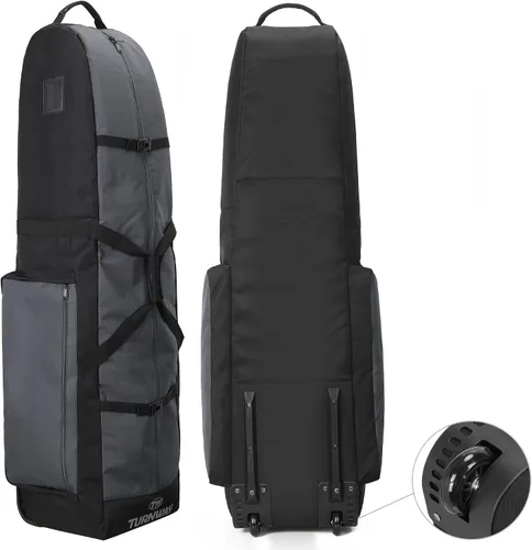 Miniatura 8 de TurnWay Bolsa de viaje de golf acolchada plegable, bolsa de golf de poliéster 900D resistente al agua, bolsa de transporte de golf con ruedas