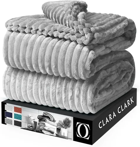 Miniatura 12 de Clara Clark Manta de forro polar de felpa cortada, tamaño manta, ligera, súper suave, mullida, de lujo, lavable a máquina, (50 x 60 pulgadas)