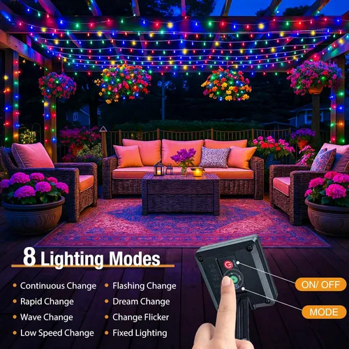 Miniatura 2 de btfarm Paquete de 2 luces solares de Navidad para exteriores, total de 78 pies, 240 luces LED solares en cadena para exteriores, impermeables, 8