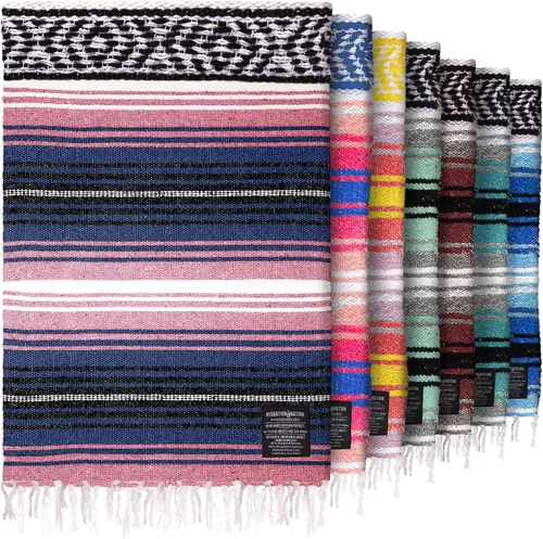 Miniatura 22 de Hydration Nation Auténtica manta mexicana extra grande (70 x 50 pulgadas), yoga tejida a mano, serape, falsa artesanal, playa, campamento, picnic