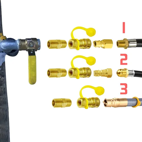 Miniatura 7 de Accesorios de conexión rápida de gas natural de 3/8 pulgadas, extensión de manguera LP natural y propano Kit de desconexión rápida para parrillas
