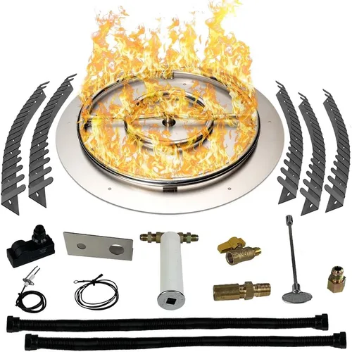 Miniatura 14 de Kit de quemador de acero inoxidable y anillo Pro con encendido por chispa para fogatas de gas natural, sartén de 36 pulgadas, anillo de quemador