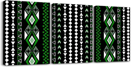 Miniatura 52 de Erosebridal Bohemian Wall Decor 12"x16" 3 Piece Country Southwestern Canvas Wall Art Boho Aztec Arrows Diamond Poster Print Black Gray Geometric