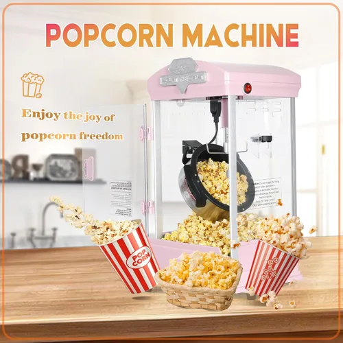 Miniatura 3 de Máquina portátil para hacer palomitas de maíz con hervidor de 8 onzas, palomitas comercial con cuchara medidora y taza medidora para fiestas, Rosa