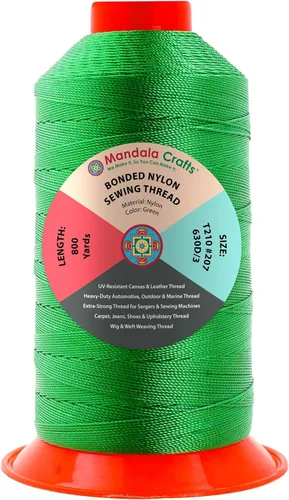 Miniatura 378 de Mandala Crafts - Hilo de nailon para coser cuero, tapicería, mezclilla y para trenzar el pelo; resistente, 1500 yardas, tamaño 69 T70 Marrón