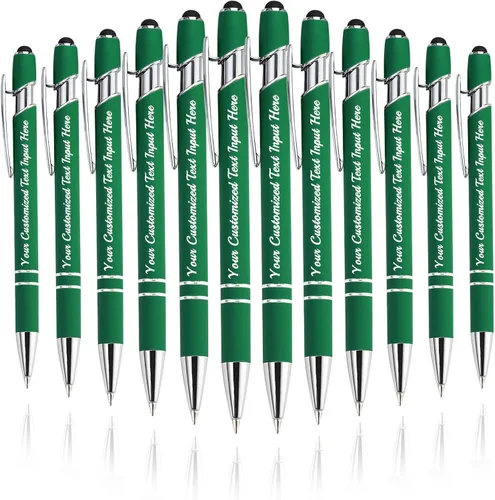 Miniatura 40 de Bolígrafo personalizado, 50 bolígrafos personalizados, grabado a granel con logotipo de nombre, lápiz digital de tinta negra suave con toque
