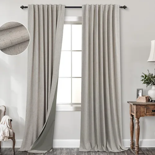 Miniatura 16 de KOUFALL - Cortinas de medio estilo francés de lino para ventana, juego de 2 cortinas cortas de 40 pulgadas de longitud, para privacidad, cortinas
