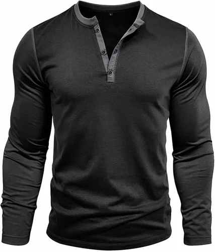 Miniatura 3 de Henley Shirt for Men, Long Sleeve Casual Button Placket, Classic Lightweight Cotton Pullover Basic Tee Tops