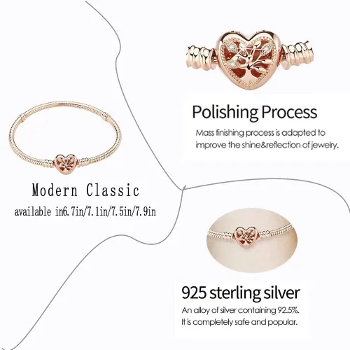 Miniatura 2 de JEWBERY Pandora Charm Snake Pattern Pulsera de plata de ley 925 con patrón de serpiente, regalo para mujeres y niñas