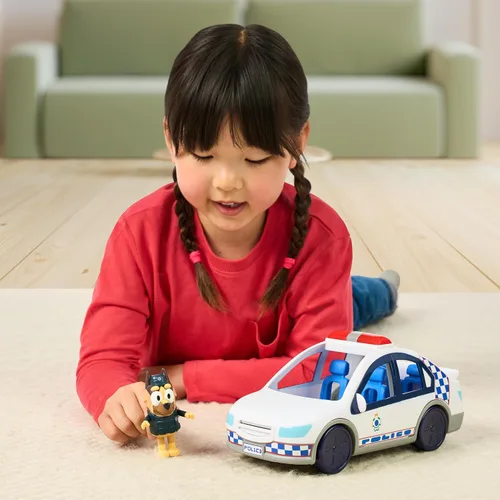 Miniatura 6 de Bluey Police Car Toy, Vehicle from The Special Episode The Sign. Includes Toy Police Car with Flashing Lights & Sounds, Policeman Figure, and Themed