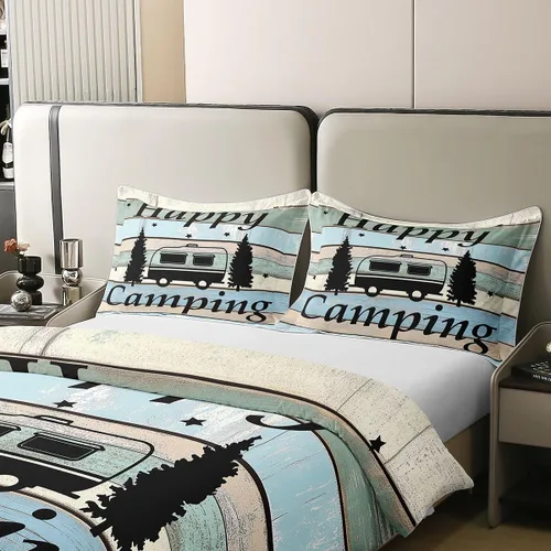 Miniatura 4 de Camper - Ropa de cama de campamento con cremallera de tamaño individual para niños, estilo rústico, estilo granja, 100% algodón, accesorios