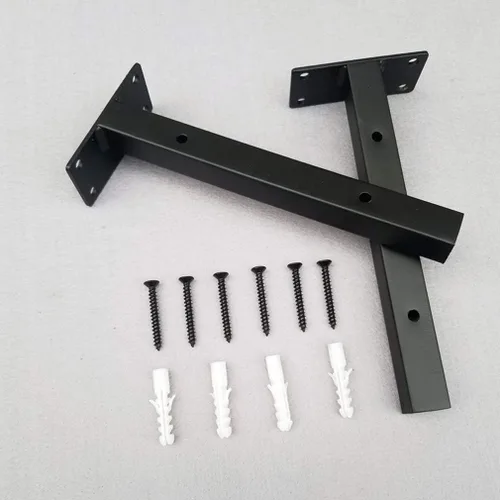 Miniatura 4 de Soporte de tubo rústico flotante, soporte de tubo cuadrado de hierro forjado oculto para pared en ángulo, para estantes, cocina, baño, oficina