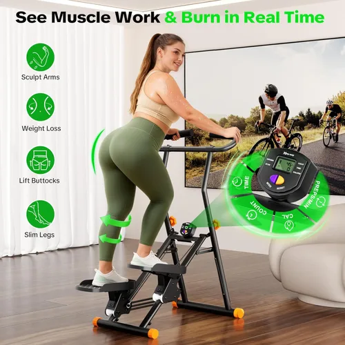 Miniatura 6 de Stair Stepper for Home Gym, 350 lbs Capacity Cardio Machine with Adjustable Height, Non-Slip Pedals, LCD Display, Foldable Design for Full Body