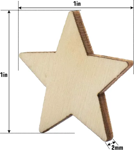 Miniatura 2 de AUEAR, Piezas de madera con forma de estrellas recortadas para manualidades, manualidades, costura, decoración de bricolaje (1 pulgada, 200 unidades)