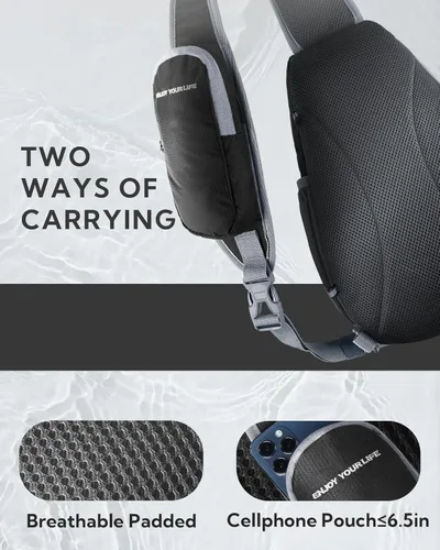 Miniatura 3 de Bolso de hombro WATERFLY, morrales, bolsos, mochilas triangulares cruzadas sobre el cuerpo, de soga, para senderismo o mochilas multiuso y bolsa