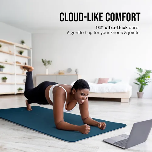 Miniatura 5 de Gogokiwi Tapete de yoga extra ancho para hombres y mujeres (72"L x 36"A) Tapete de fitness y ejercicio antideslizante con marcas de alineación