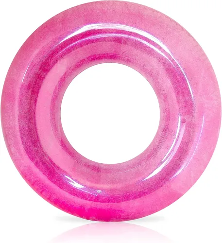 Miniatura 7 de Playtek - Anillo flotante gigante para piscina, tubo de natación redondo grande con purpurina rosa, flotadores duraderos para nadar en la playa