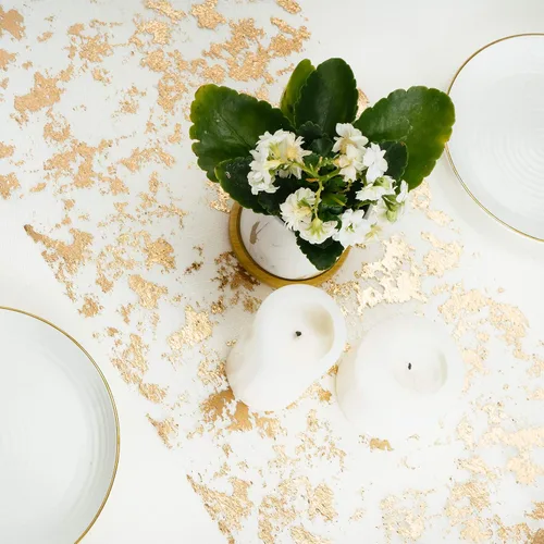 Miniatura 4 de PapaKit Camino de mesa fino dorado metálico brillante de 11 x 84 pulgadas, paquete de 2 para vacaciones, bodas, fiestas y decoración diaria