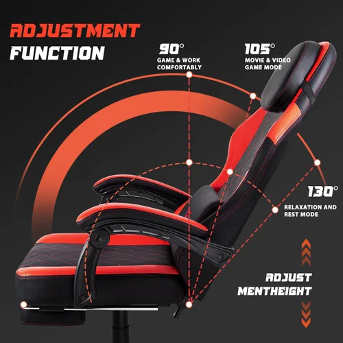 Miniatura 6 de VITESSE Silla Ergonómica de Videojuegos para Adultos, Silla de Computadora PC de 400 lbs, Silla de Oficina de Carreras, Silla Gamer Ajustable
