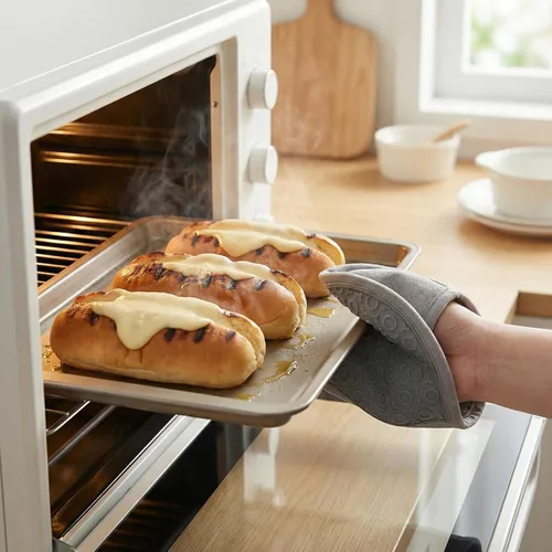 Miniatura 3 de Juego de 4 soportes de silicona para ollas y guantes de horno, almohadillas calientes antideslizantes para un manejo seguro de ollas, sartenes