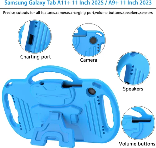 Miniatura 5 de LTROP Funda para Samsung Galaxy Tab A11 Plus 2025 / A9 Plus 2023 de 11 pulgadas con asa de correa para el hombro y soporte, funda a prueba de golpes