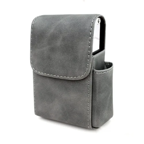 Miniatura 9 de Boshiho Caja de cigarrillos de cuero PU con encendedor titular bolsa de tabaco el mejor regalo para hombres mujeres (negro)