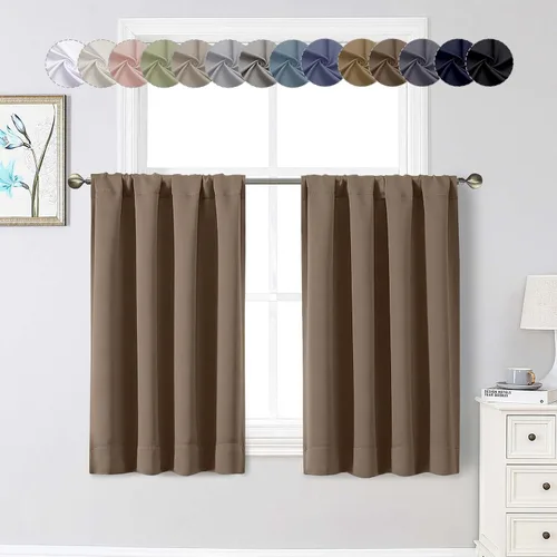 Miniatura 48 de Cortinas opacas para dormitorio, sala de estar, juego de 2 paneles de 54 pulgadas de largo, cortinas de oscurecimiento de habitación con aislamiento