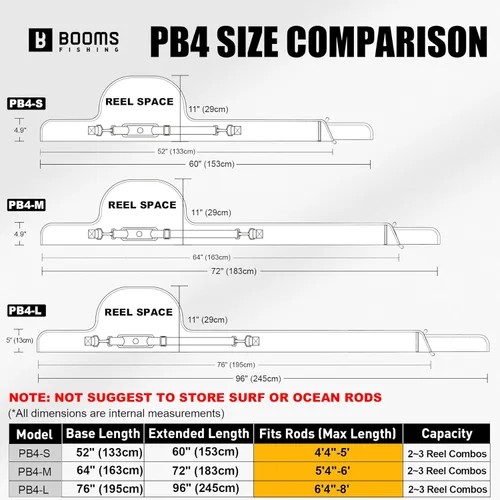 Miniatura 6 de Booms Fishing PB4 - Funda para caña de pescar y carrete de 4.4 pies ~ 5 pies, funda plegable portátil, bolsa de caña de pescar de diseño extendido