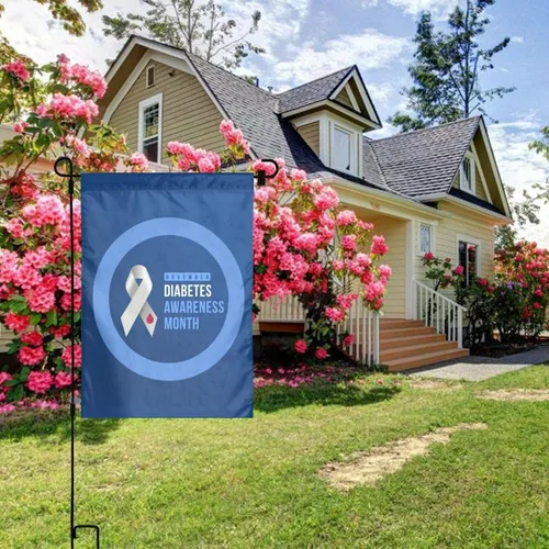 Miniatura 6 de Bandera de jardín con cinta azul del mes de la concienciación sobre la diabetes, cartel decorativo vertical de doble cara para patio, patio, hogar