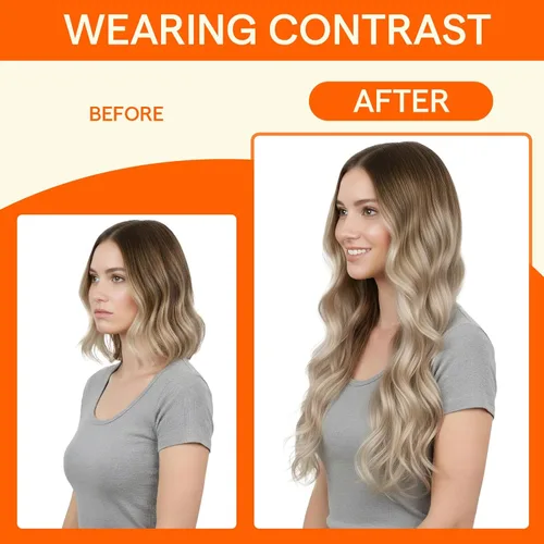 Miniatura 5 de Full Shine - Extensiones de cabello humano con punta en U, de 14 pulgadas, estilo balayage, color 3 con decoloración a rubio claro 8 y 22