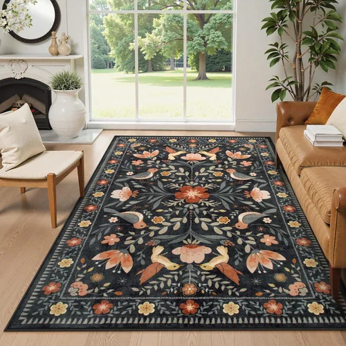 Miniatura 31 de Moynesa Alfombra para sala de estar, de 5 x 7 pies, lavable, moderna, color verde cabaña, para dormitorio, comedor, alfombra estética de granja