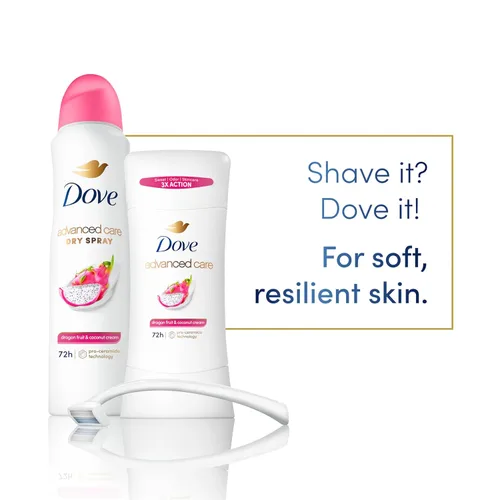 Miniatura 6 de Dove Advanced Care - Desodorante antitranspirante en aerosol para mujeres, paquete de 3 unidades de fruta del dragón y crema de coco, 72 horas