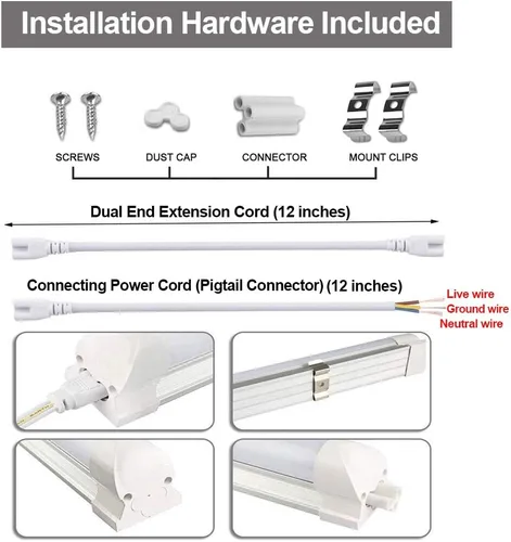 Miniatura 6 de TRLIFE Lámparas LED para tienda de 8 pies, tubo de luz LED de 72 W, 8 pies, 5000 K, luz diurna blanca de doble cara T8 en forma de V integradas