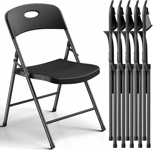 Miniatura 19 de Paquete de 2 sillas plegables, sillas plegables de metal resistente de plástico para exteriores e interiores, portátiles de capacidad de 350 libras