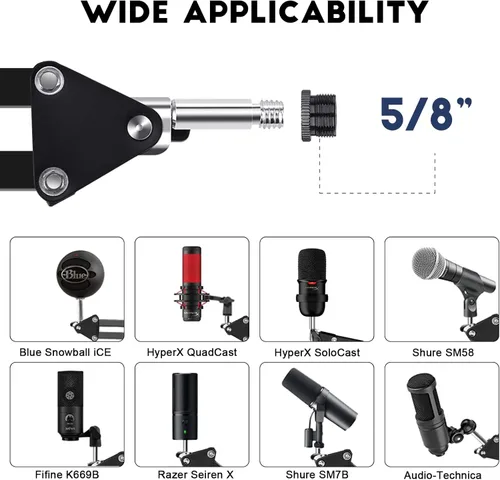 Miniatura 3 de Brazo de Micrófono, Aokeo AK-35 - Soporte de Micrófono de Escritorio; Soporte de Brazo de Tijera con Suspensión para Micrófono para Blue Yeti, Blue