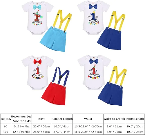 Miniatura 7 de ODASDO Conjunto de 3 piezas y 4 piezas de manga corta con tirantes y espalda en Y para bebé niño
