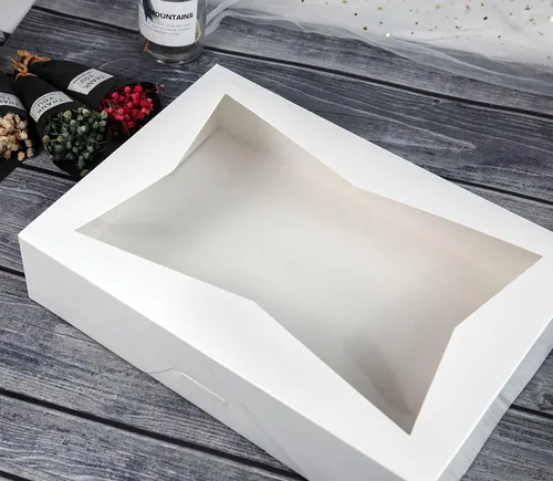 Miniatura 6 de Paquete de 15 cajas blancas de pastelería para panadería de 16 x 11 x 2.75 pulgadas, donas grandes, magdalenas, cajas de galletas con ventana