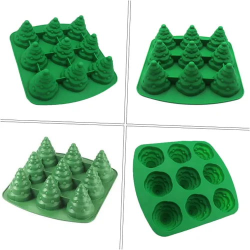 Miniatura 2 de Molde de cubo de hielo para pastel de árbol de Navidad, moldes de chocolate para hornear árbol de Navidad, molde de postre de silicona, moldes