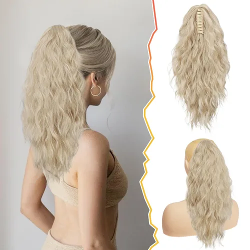 Miniatura 11 de BARSDAR Extensión de cola de caballo negra, extensiones de cabello de cola de caballo con clip de garra de 18 pulgadas para mujer, extensiones