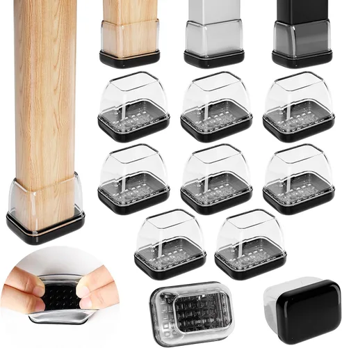 Ezprotekt Deslizadores de patas de silla para alfombra, 8 piezas rectangulares para alfombras, almohadillas para muebles, tapas protectoras de patas