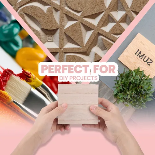 Miniatura 5 de Paquete de 8 bloques de madera de 4 x 4 pulgadas para manualidades, bloques cuadrados de MDF de 1 pulgada de grosor, superficie lisa