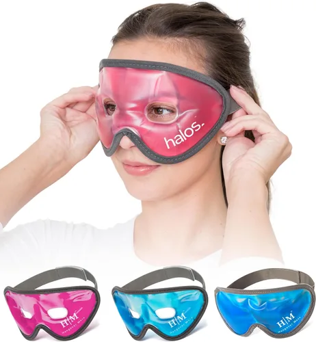 Máscara de ojos refrescante HM - Envase de gel frío reutilizable que calma los ojos hinchados, ojeras y resacas - Alivio de dolores de cabeza y Rosa