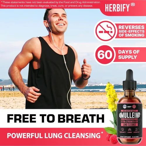Miniatura 2 de HERBIFY Gotas de Gordolobo - Limpieza Pulmonar - Extracto de Hoja - Poderoso Gordolobo para Apoyo Inmune, Desintoxicación y Apoyo Respiratorio