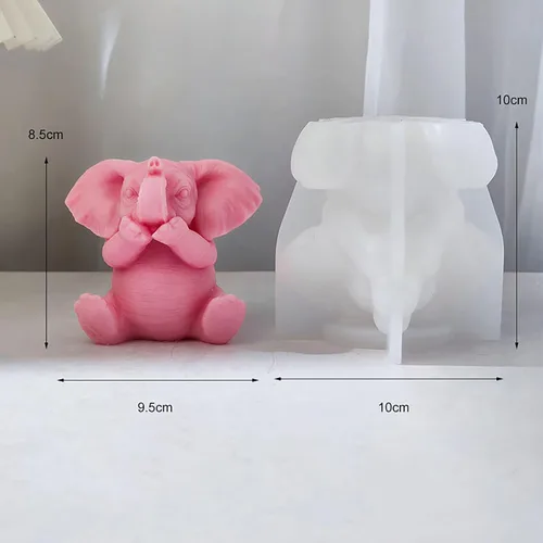 Miniatura 3 de Molde de fundición de resina animal elefante - Molde de silicona 3D para fabricación de velas y decoración del hogar Emr-Elephant-Cover-Mouth